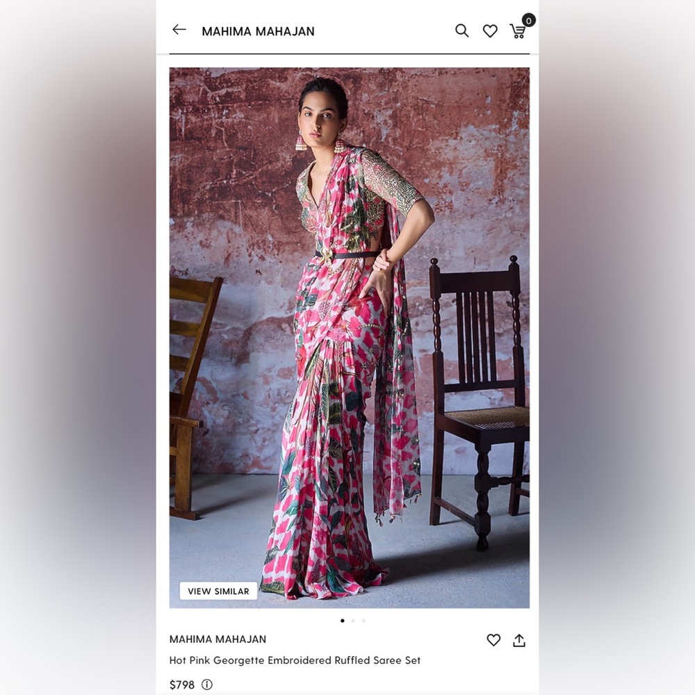 Mahima mahajan amayra predraped saree set with belt - Picture 2 of 8